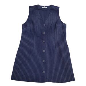 Steve Madden Women's Machine Washable Pinstripe Sleeveless Mini Dress - Navy